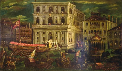 Embarque da Dogaressa Morosina Morosini Grimani 4 de Maio de 1597, Veneza, c.1600 (óleo sobre tela)