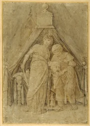 Judith com a cabeça de Holofernes, depois de Mantegna (caneta e tinta castanha com lavagem castanha)