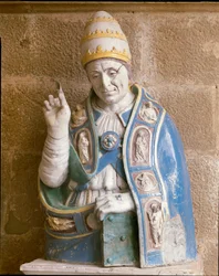 Busto de San Lino (terracota policromada vidrada)