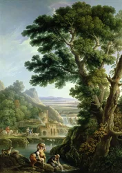 Uma paisagem no Lácio com lavadeiras