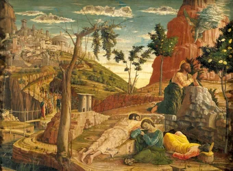 Agonia em Jardim por Andrea Mantegna (1431-1506), Tempera sobre madeira, 71x94 cm