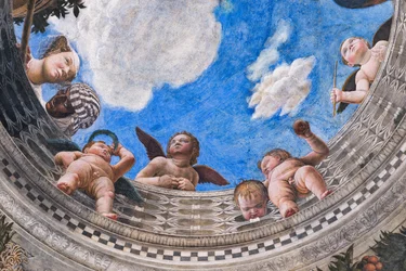 Balaustrada com uma dama da corte, o seu criado negro e alguns putti, c. 1465-74
