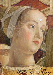 Cabeça de uma mulher, pormenor do marquês Ludovico III Gonzaga e da sua corte na Camera degli Sposi, cerca de 1465-75 (pormenor de 166336)