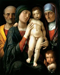 A Sagrada Família - Pintura de Andrea Mantegna (1431-1506), óleo sobre tela (75x61,5), cerca de 1495 - State Art Gallery, Dresden (Alemanha)