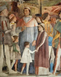 Lodovico Gonzaga aguarda o regresso de Roma do seu filho, o Cardeal Francesco Gonzaga (fresco)