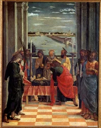 The Death of the Virgin Painting de Andrea Mantegna (1431-1506) 1461 Sun. 0,54x0,42 m Madrid, Museu do Prado - A Morte da Virgem. Pintura de Andrea Mantegna (1431-1506)
