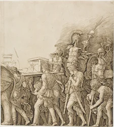 Triumph of Caesar: Soldados carregando troféus