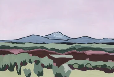 Céu cor-de-rosa e terra abstrata, 2024 (acrílico sobre papel)