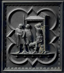 A Decapitação de São João Batista, décimo sexto painel das Portas do Sul do Batistério de San Giovanni, 1336 (bronze)