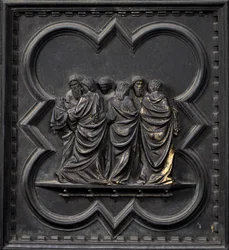 O Transporte do Corpo de São João Batista, décimo nono painel das Portas do Sul do Batistério de San Giovanni, 1336 (bronze)