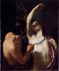 Icarus e Dedale (Icarus e Daedalus) Pintura de Andrea Sacchi (1599-1661) início do século XVII Genes, Musei di Strada Nuova (ex Palazzo Rosso)