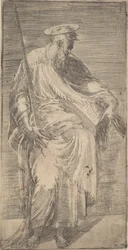 São Paulo segurando uma espada e um livro, de Cristo e os Apóstolos, 1540-63
