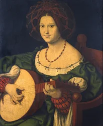 Senhora com alaúde, c.1510 (óleo sobre painel)
