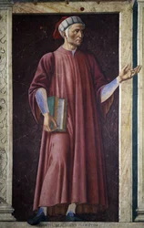 Dante Alghieri da série Villa Carducci de homens e mulheres famosos, c.1450 (fresco colocado sobre tela)