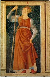 A lendária rainha Tomiri, da série Homens e mulheres célebres, pintada para a Villa Carducci de Legnaia ... (pintura sobre tela)