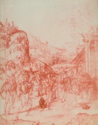 Adoração dos Magos, desenho de Andrea del Sarto. Gabinete de Desenhos e Gravuras, Galeria Uffizi, Florença