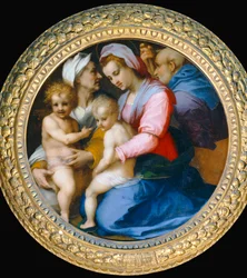 A Virgem Maria, o Menino Jesus, Santa Isabel, São Zacarias e o pequeno São João Batista ...