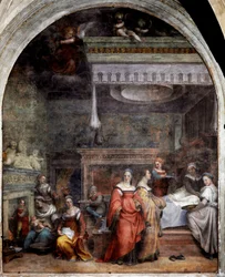 O Nascimento da Virgem Fresca por Andrea del Sarto (Andrea d