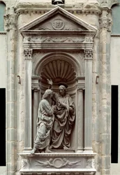 O incrédulo da escultura de São Tomás de Bronze de Andrea di Francesco di Cione dit il Verrocchio (1435-1488) Florença, Chiesa di Orsanmichele