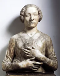 Mulher com um ramo de flores Escultura em mármore de Andrea di Francesco di Cione dit il Verrocchio (1435-1488) 1475-1480 aproximadamente 58 cm Sol Florença, Museo Nazionale del Bargello