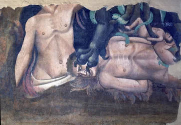 O Triunfo da Morte, detalhe da tormentação dos condenados, 1348 afrescos