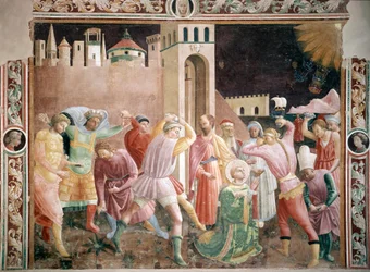 Apedrejamento de Santo Estevão Fresco por Andrea di Giusto (ativo por volta de 1424-1450) 1430-1450 Catedral de Prato, Capela de Assunta Prato Itália