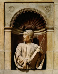 Busto do filósofo Marsilio Ficino, fundador da Academia Platónica Mármore (mármore)