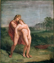 Apolo e Jacinto (Hyacinthe), fresco de Andrea Appiani (1754-1817), dimensões 116 x 100 cm, Milão, Pinacoteca di Brera