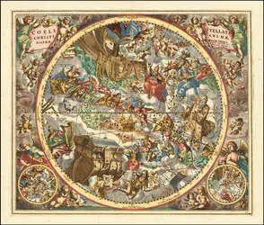 Mapa celeste de 1660 das constelações segundo o simbolismo cristão