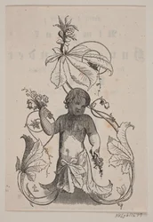 Gênio com flores nas mãos