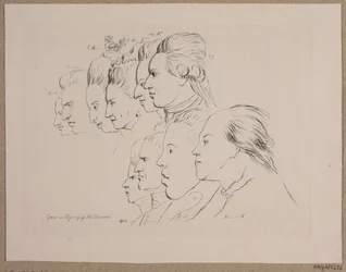 10 retratos: Enevold Brandt, Johann Friedrich Struensee, Caroline Mathilde, Julieane Marie, Príncipe Hereditário Frederik, Christian VII, Marie Jeanne Clemens, J. F. Clemens, Jens Juel e Nicolai Abildgaard