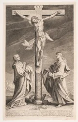 Cristo na cruz entre Maria e João