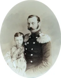 Czar Alexandre II e sua filha Grã-duquesa Maria Alexandrovna, final da década de 1850