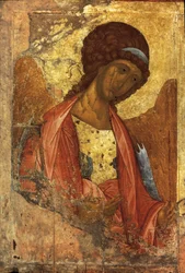 O Arcanjo Miguel (ícone russo), de Andrei Rublev ou Andrej Rubljov (1360-1430), pintado entre 1410 e 1420 (pintura sobre madeira)