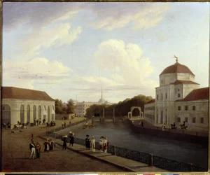 O Palácio de Michael em São Petersburgo. (O Palácio de Miguel em São Petersburgo). Pintura de Andrei Yefimovich Martynov (1768-1826), óleo sobre tela