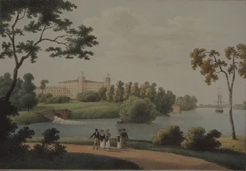 Vista do palácio principal de Gatchina, 1821