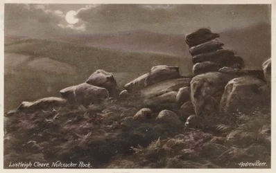 Dartmoor: Lustleigh Cleave, Rochedo Quebra-nozes (fotografia a cores)