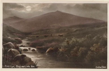 Dartmoor: Rio Lyd, Bray e Links Tors (fotografia a cores)