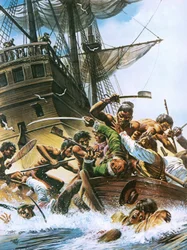 O navio de Abel Tasman é atacado por Maoris quando tentava desembarcar na Nova Zelândia