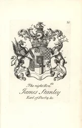 Brasão e brasão do honorável James Stanley