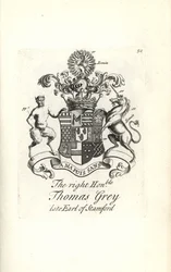 Brasão e brasão do honorável Thomas Grey, 2º Conde de Stamford