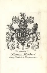 Brasão e brasão do honorável Thomas Herbert, 8º Conde de Pembroke e Montgomery