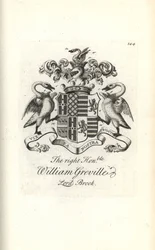 Brasão e brasão do honorável William Greville, 7º Barão Brooke