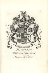 Brasão e brasão do honorável William Herbert, 2º Marquês de Powis