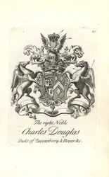 Brasão e brasão do nobre direito Charles Douglas, 3º Duque de Queensberry e Dover