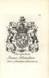 Brasão e brasão do nobre James Hamilton direito, 5º Duque de Hamilton e Brandon