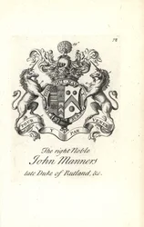 Brasão e brasão do nobre John Manners, 2º Duque de Rutland