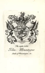 Brasão e brasão do nobre John Montagu, 2º Duque de Montagu 1690-1749