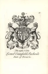 Brasão e brasão do nobre direito Lionel Cranfield Sackville, Duque de Dorset