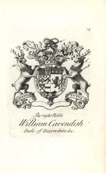 Brasão e brasão do nobre William Cavendish, 2º Duque de Devonshire